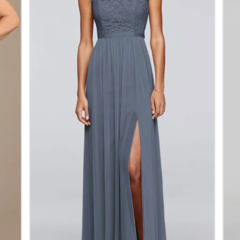 Elegant Gray Lace Evening Gown